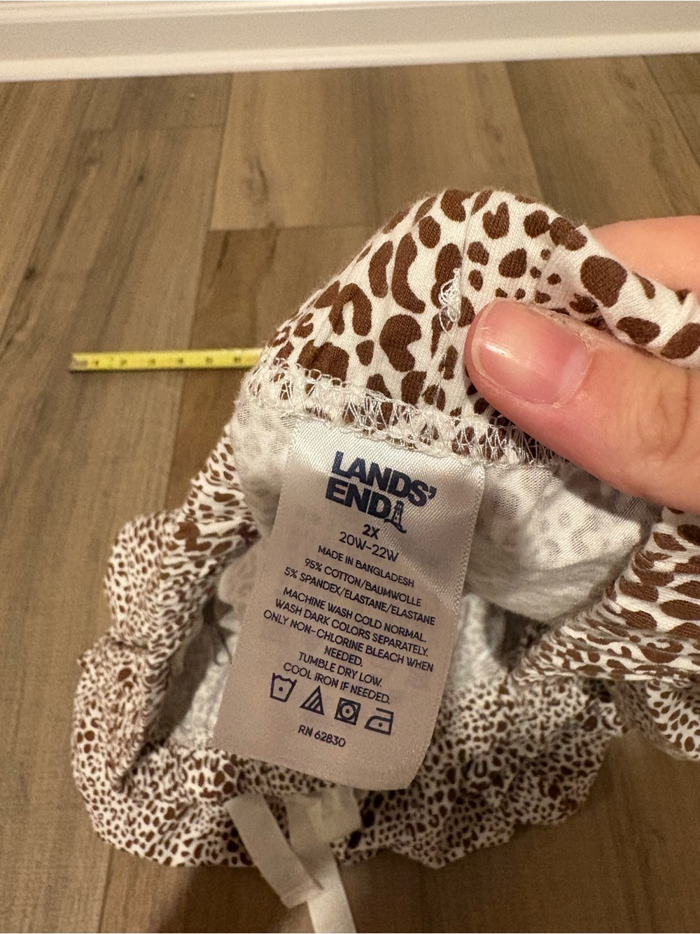 LANDS' END Pajama pants Pockets Leopard Print cream brown size 2X - Picture 4 of 8
